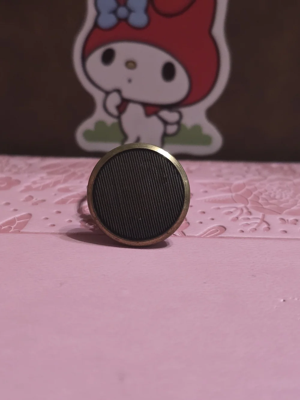 Handmade Vintage Round Signet Ring in Dark Brown/Antique Brass